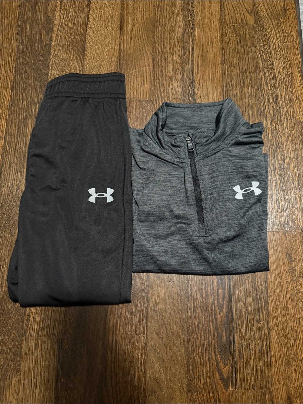 Under Armour Kids Black Joggers with Gray Quarter-Zip Top Set